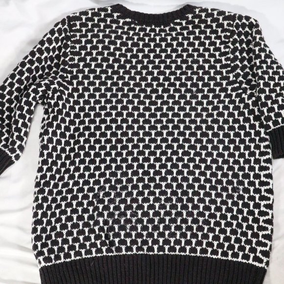 KIRNA ZABETE Black and White Woven Half Sleeve Sweater Sz Medium US Women - Picture 8 of 9